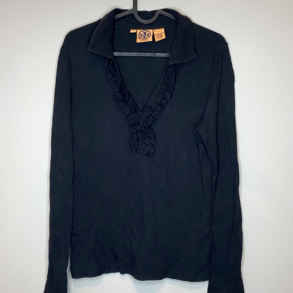 Tory Burch black ruffle collared sweater